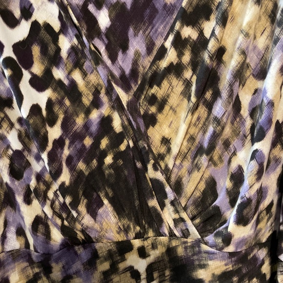 Lauren Ralph Lauren animal Print 3/4 Sleeve Ruched Faux Wrap Dress Size 4 - Picture 3 of 7